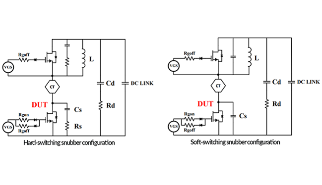 hard-switching and soft-switching snubber configurations
